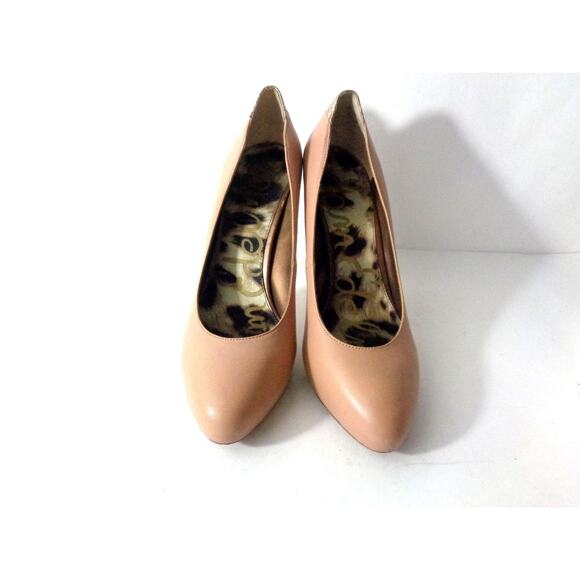 SAM EDELMAN Yasmaine 9M Nude with Gold Trim Leather Stiletto Pump Shoes - Picture 2 of 7